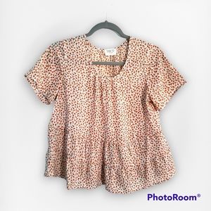 Sienna Sky ditsy floral peplum top with flutter sleeves, size S shabby chic